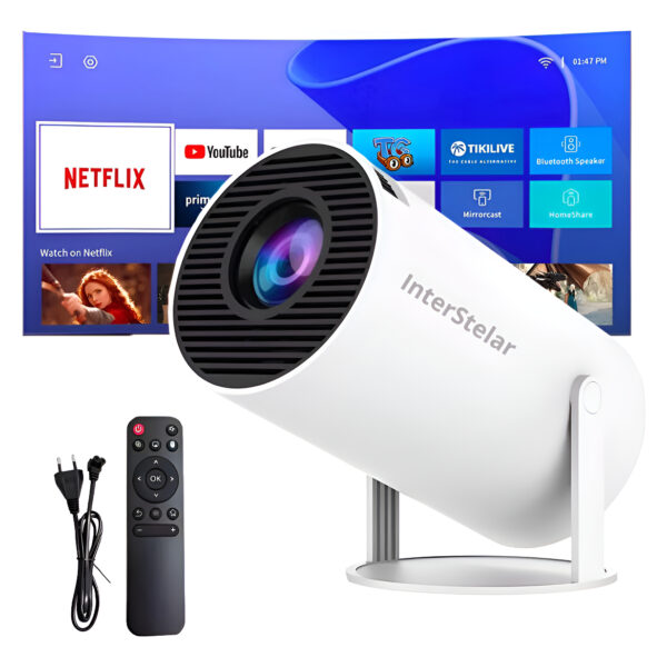 Projetor Interestelar Hy300 Mini Branco Netflix Wi-fi Branco